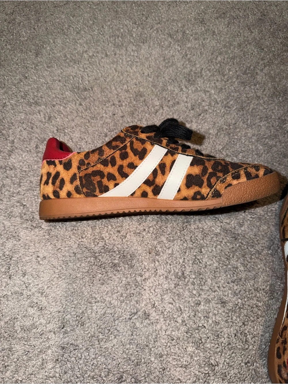 Steve Madden Leopard Print Sneakers with Burgundy Heel
